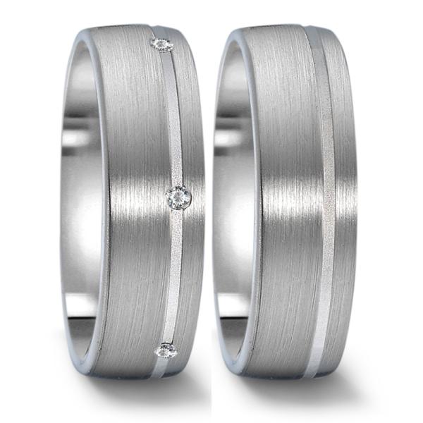 Weidner Trauringe Weissgold 62137 + 72137